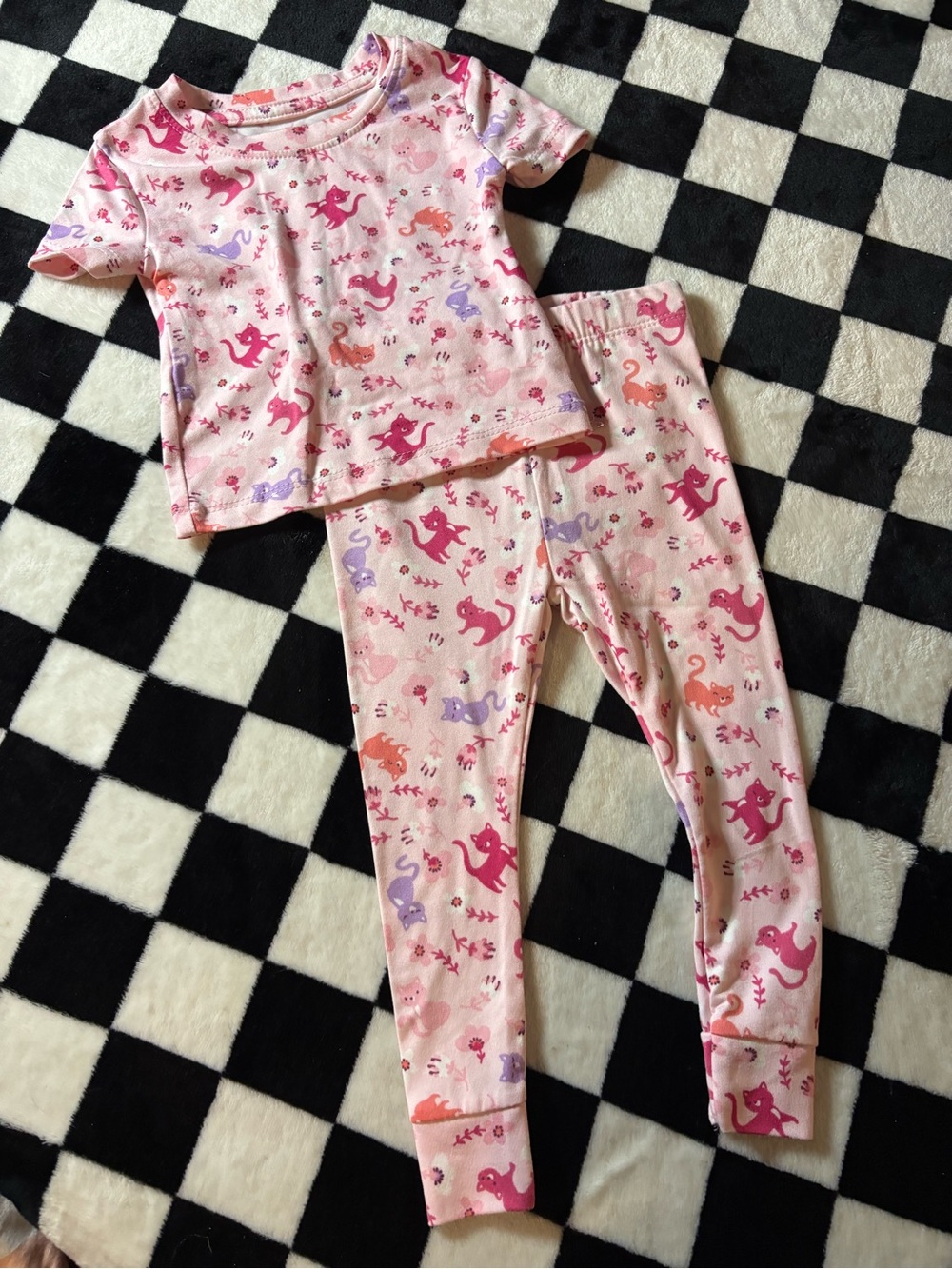 6/12 month Pink cat Print Pajama Set